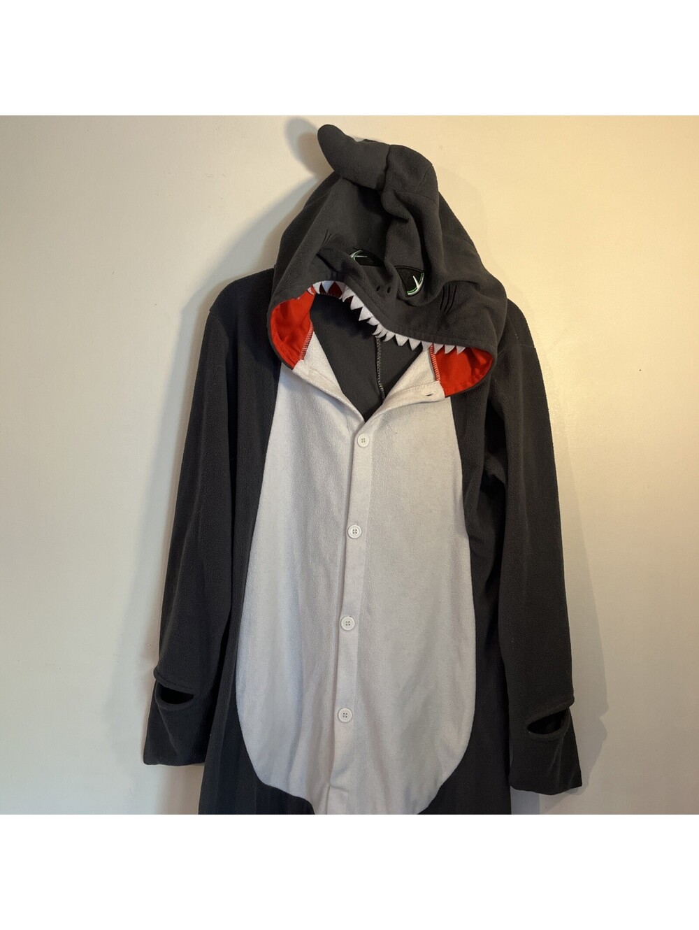 Adult Shark full Size Small Grey Animal Pajamas Halloween Cosplay Costume Fun